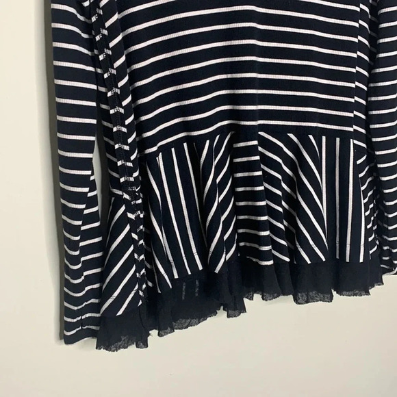 We The Free Black White Striped Peplum Style Top Size Small - Picture 3 of 6